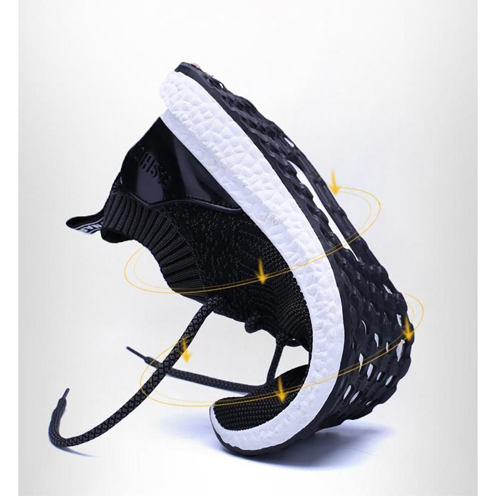 Men Casual Mesh Fabric Lace-up Sports Shoes EU43 - Black