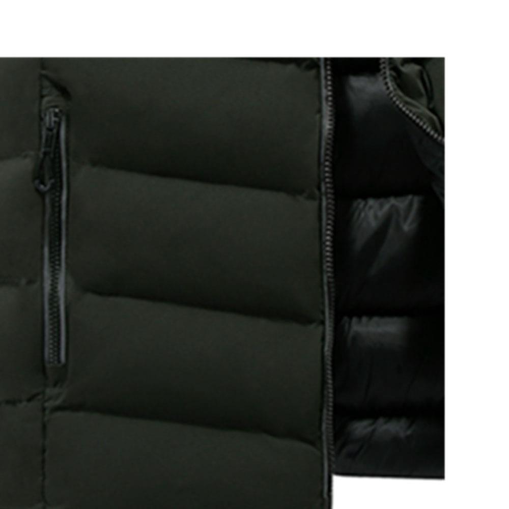 Men Winter Thick Solid Color Cotton Waistcoat Sleeveless Duck Down Jacket Size L - Army Green