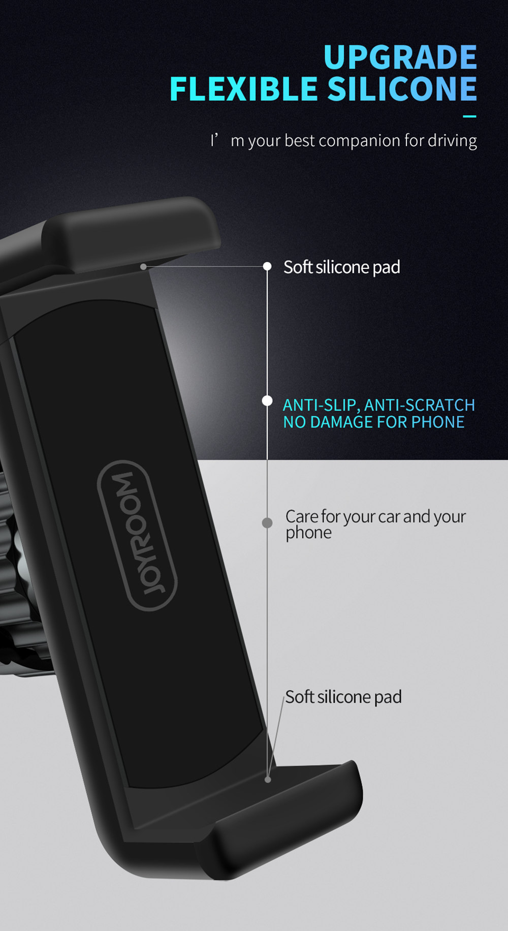 Joyroom JR-ZS110 Mini Car Phone Mount Holder Air Outlet Bracket For 4.0-6.0 Inch Smartphone - Black