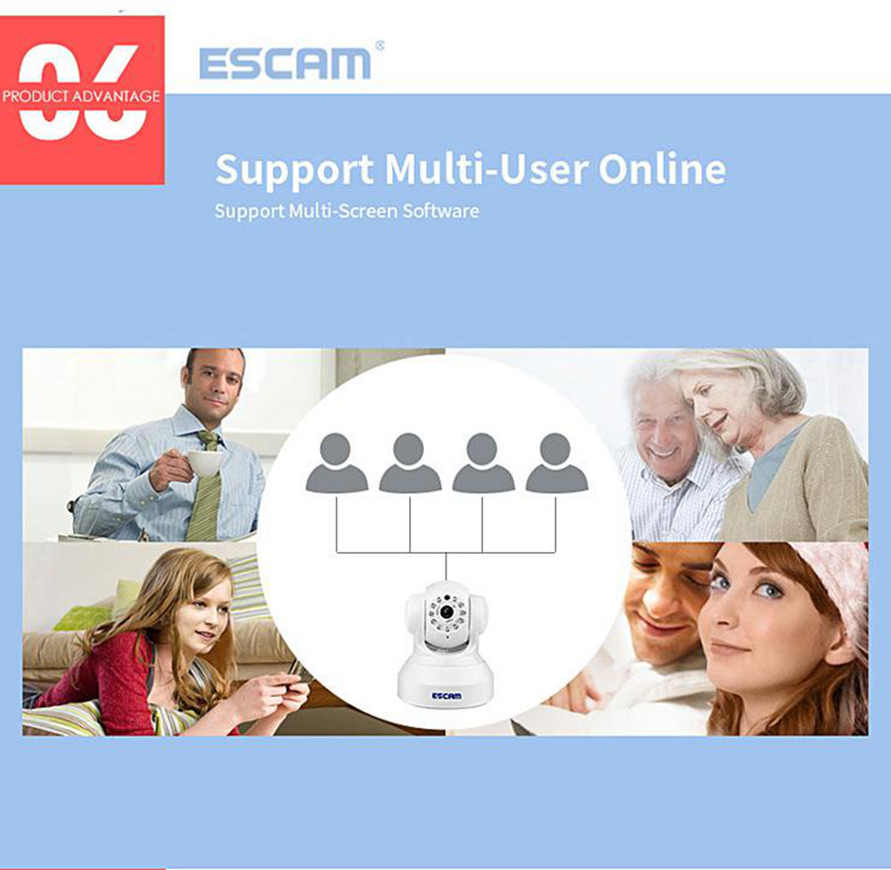 ESCAM QF001 WiFi 720P Smart Wireless Webcam Security Camera - White