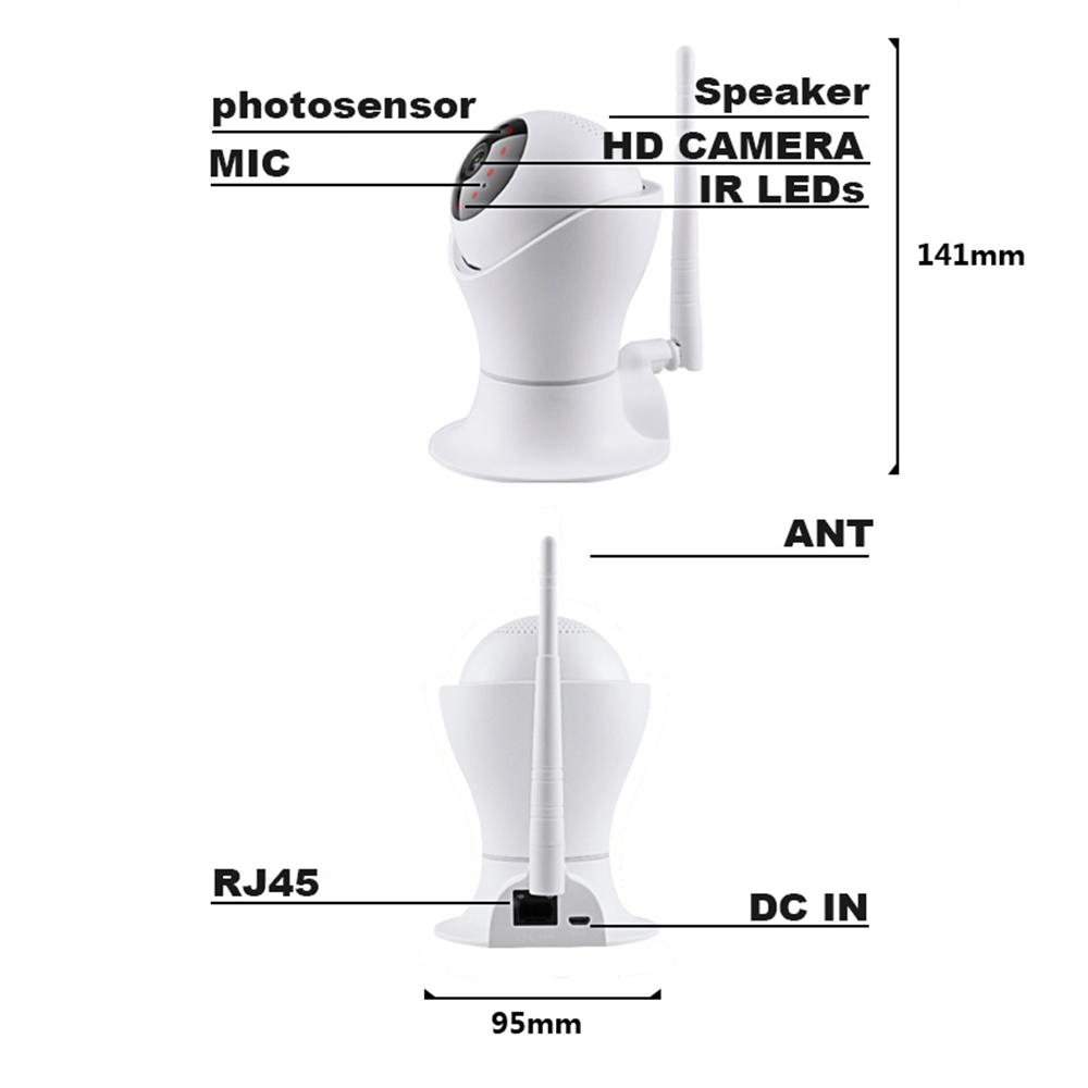 JINVISECURITY JV-SW2M10 1080P Wifi Smart Remote IP Camera IR-Cut Night Vision Voice Intercom - White UK Plug