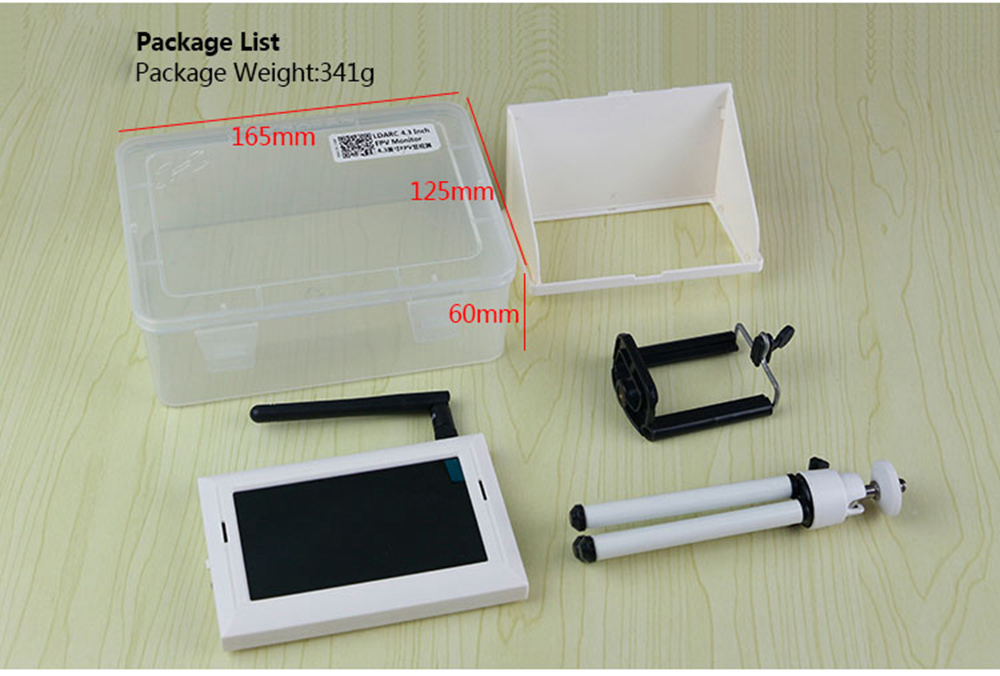 LDARC/Kingkong 5.8G 32CH 4.3 Inch LCD Monitor with Hood Bracket for Tiny 7 Mobula7 FPV Racing Drone