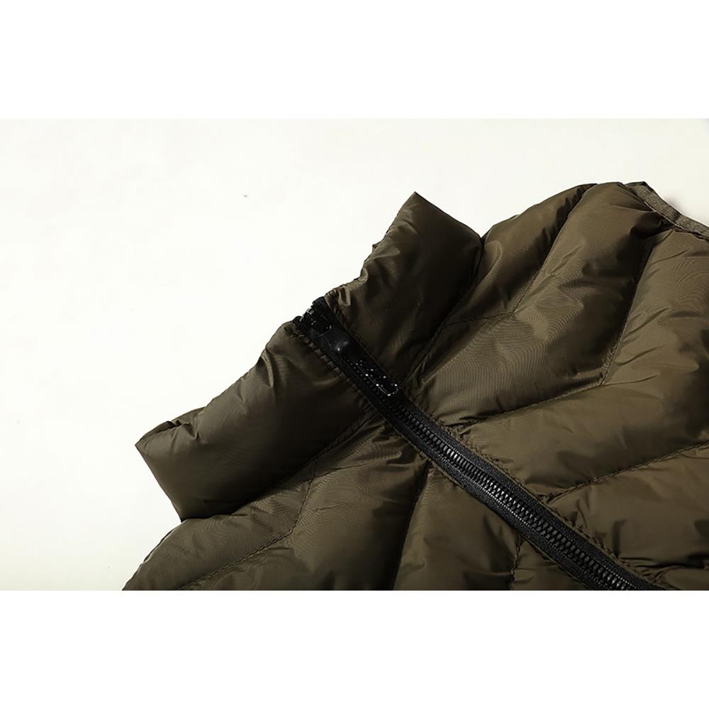 Men Winter Casual Stand Collar Solid Color Cotton Waistcoat Sleeveless Jacket Size L - Army Green