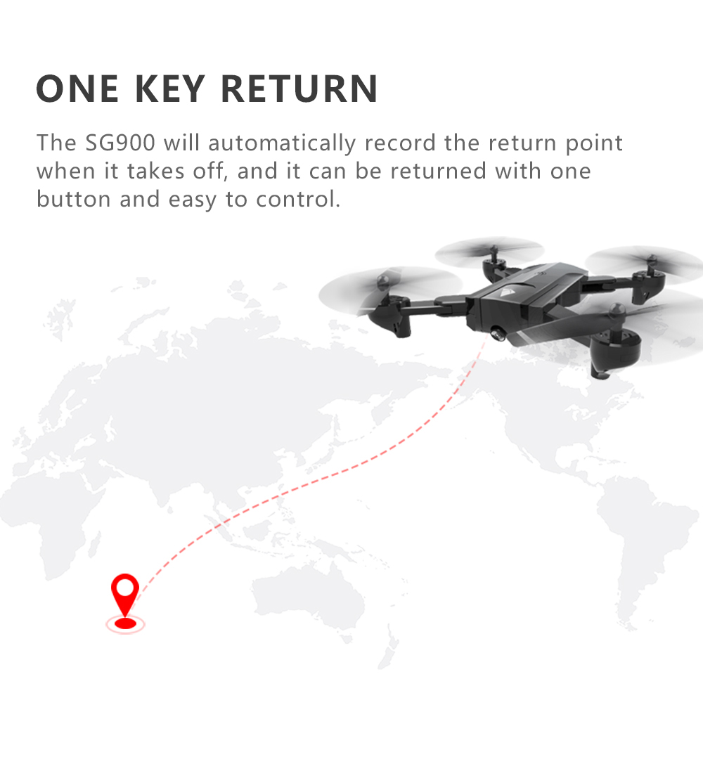 SG900 720P WiFi FPV Foldable RC Drone Optical Flow Positioning 22mins Flight Time RTF - Black