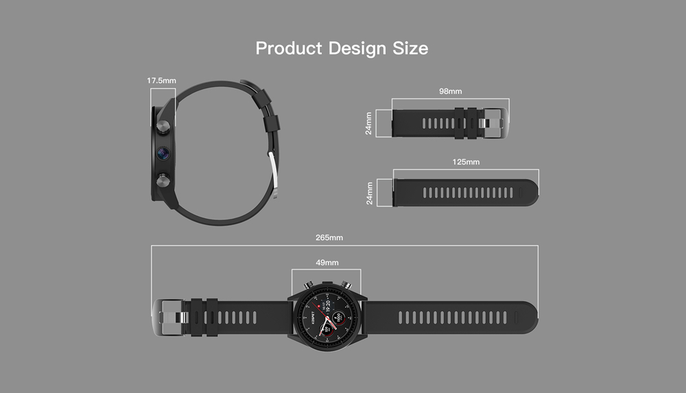 Kospet Hope 4G Smartwatch Phone Android 7.1 MTK6737 Quad Core 3G RAM 32G ROM 1.39 inch AMOLED Screen GPS WiFi Heart Rate Monitor PU Strap - Black