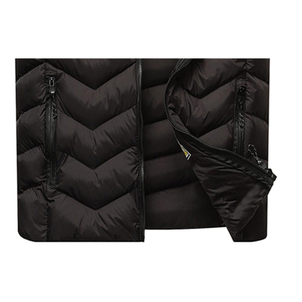 Men Winter Casual Stand Collar Solid Color Cotton Waistcoat Sleeveless Jacket Size L - Black