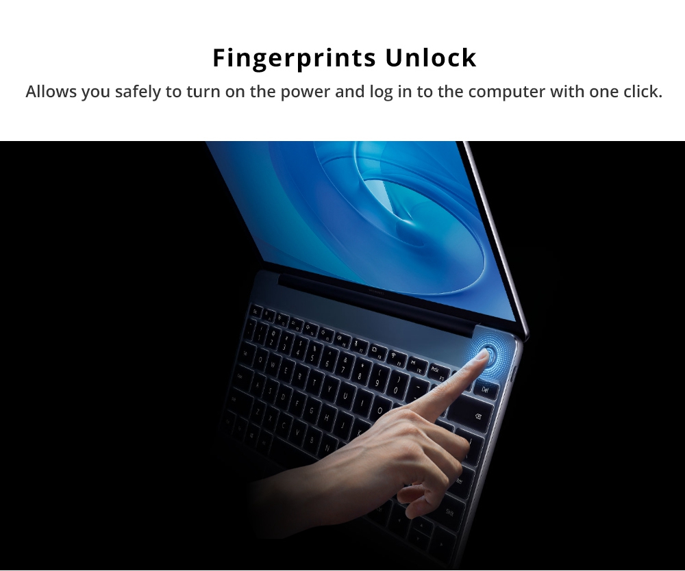 Huawei MateBook 13 Laptop Intel Core i5-8265U Quad Core 13" Fingerprint IPS 2K Screen 2160*1440 Windows 10 8GB RAM 512GB SSD - Silver