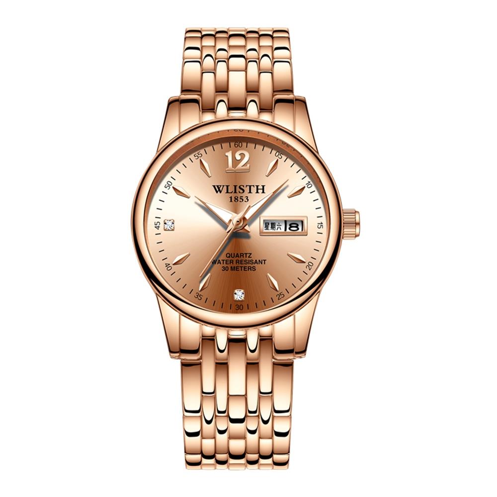 WLISTH S507 Women Casual Business Quartz Wrist Watch Stainless Steel Strap - Rose Gold