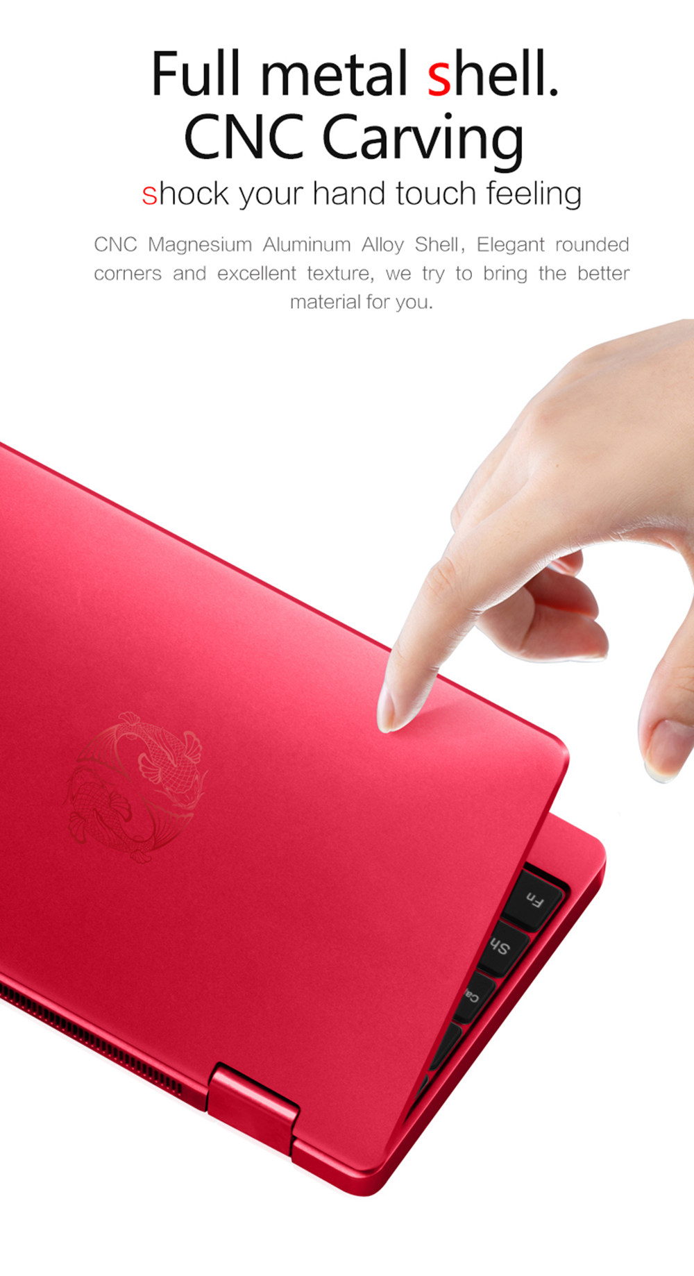 One Netbook One Mix 2S Yoga Pocket Laptop Intel Core M3-8100Y Dual Core Touch ID 7" IPS Screen 1920*1200 Windows 10 8GB DDR3 512GB PCI-E SSD - Red