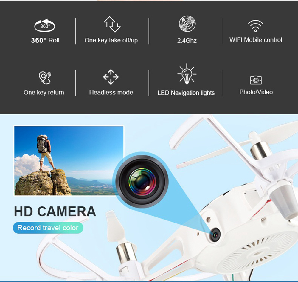 XY-021 WiFi FPV RC Drone with HD Camera Automatic Obstacle Avoidance Altitude Hold Mode RTF - Gold