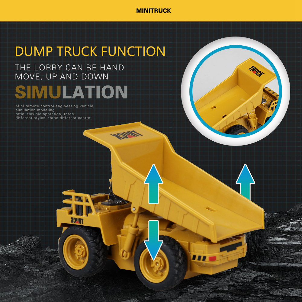 ShenQiWei 8028 1:64 4CH Mini Dump Truck RC Car Engineering Vehicles - RTR