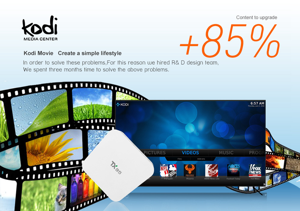 TANIX TX95W Amlogic S905W Android 7.1.2 2GB/16GB 4K TV Box Dual Band WiFi Bluetooth LAN HDMI KODI 17.6