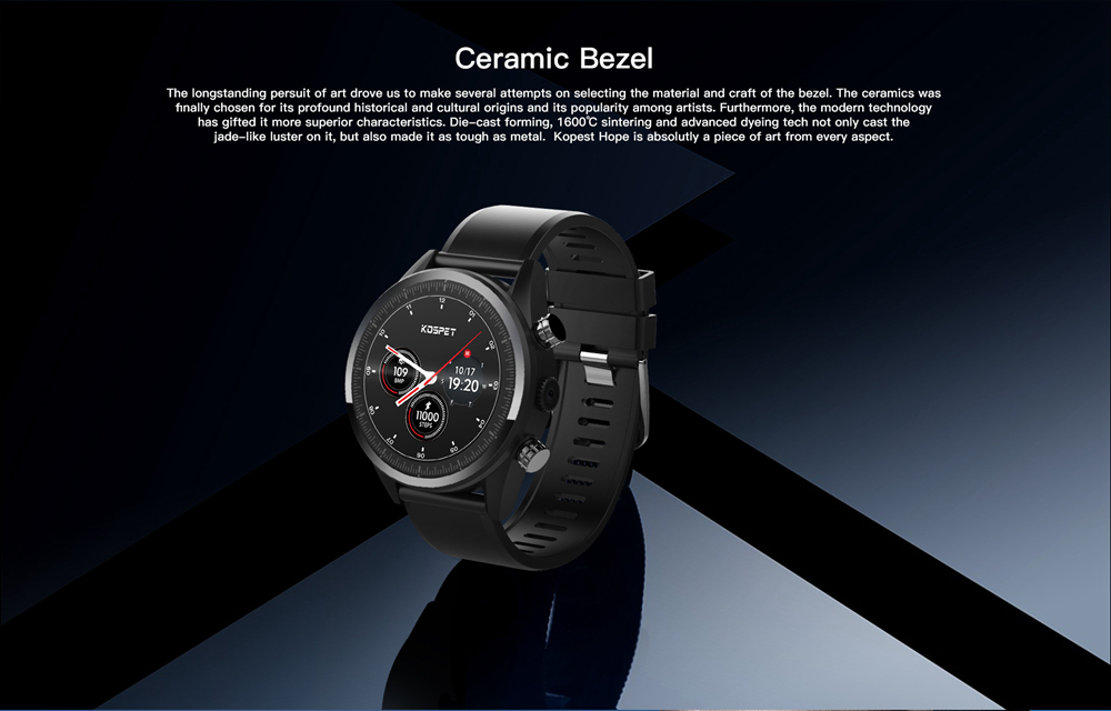 Kospet Hope 4G Smartwatch Phone Android 7.1 MTK6737 Quad Core 3G RAM 32G ROM 1.39 inch AMOLED Screen GPS WiFi Heart Rate Monitor PU Strap - Black