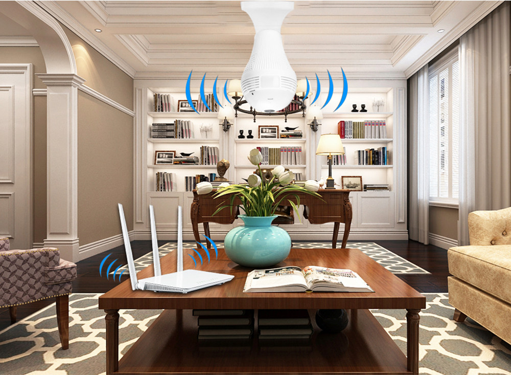 BESDER BES-N703F 1.3MP 960P Wifi Panoramic IP Camera 360 Degree E27 Bulb Light Fisheye Camera - White