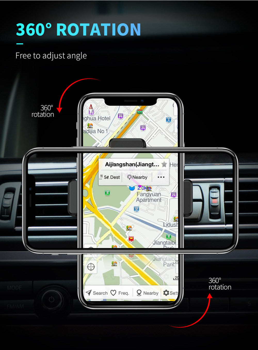 Joyroom JR-ZS110 Mini Car Phone Mount Holder Air Outlet Bracket For 4.0-6.0 Inch Smartphone - Black