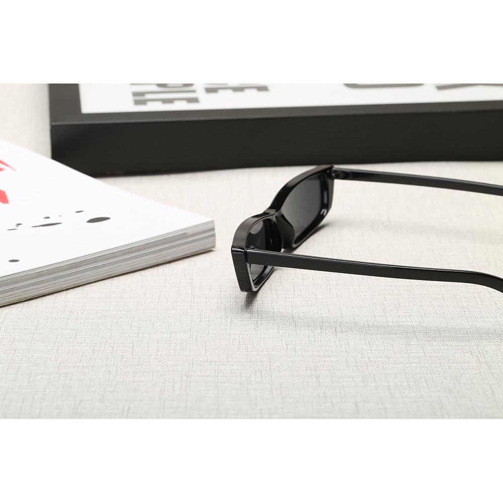 S17072 Women Vintage Sunglasses Owl Rectangle Narrow Small Frame Retro Lens - Black