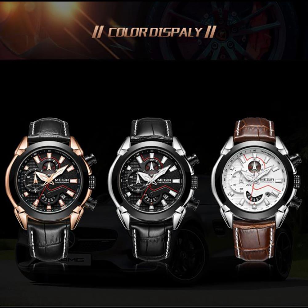 Men Casual Large Dial Quartz Movement PU Leather Watch - Black