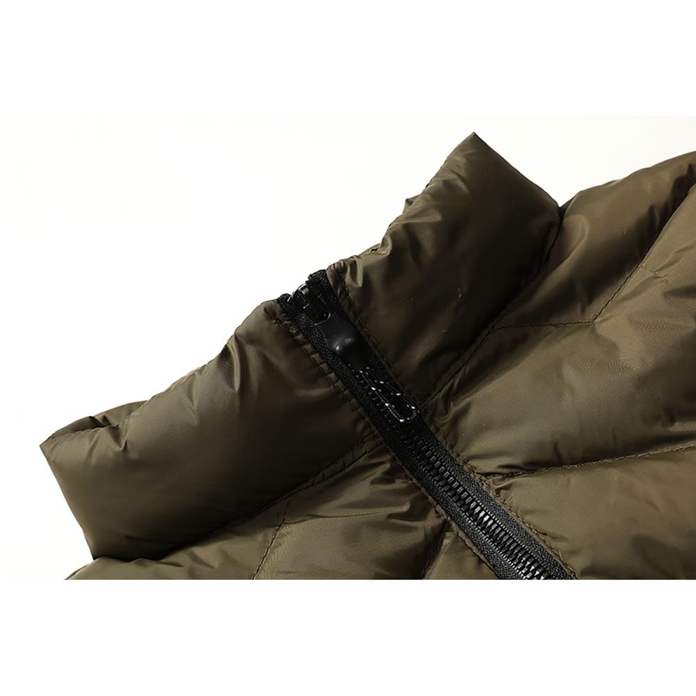 Men Winter Casual Stand Collar Solid Color Cotton Waistcoat Sleeveless Jacket Size L - Army Green