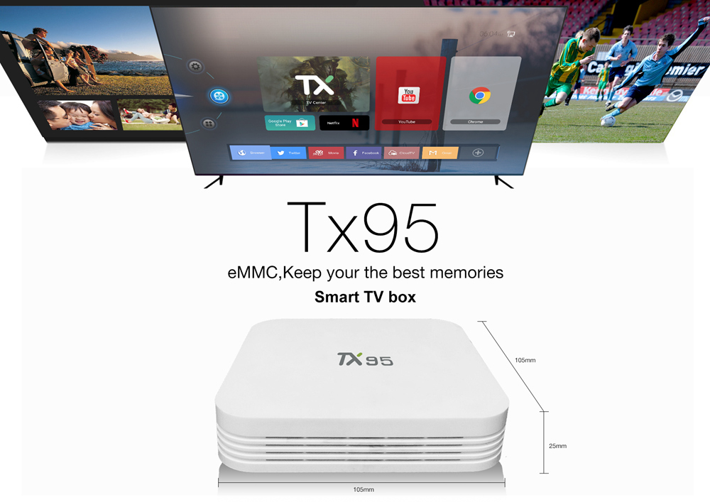 TANIX TX95W Amlogic S905W Android 7.1.2 2GB/16GB 4K TV Box Dual Band WiFi Bluetooth LAN HDMI KODI 17.6