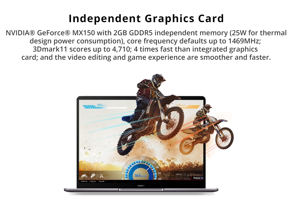 Huawei MateBook 13 Laptop Intel Core i5-8265U Quad Core 13" Fingerprint IPS 2K Screen 2160*1440 Windows 10 8GB RAM 256GB SSD - Silver