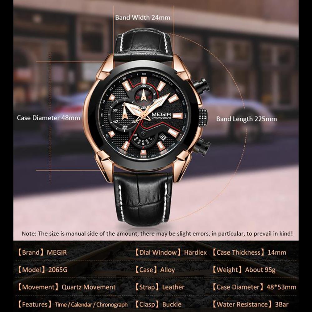 Men Casual Large Dial Quartz Movement PU Leather Watch - Black