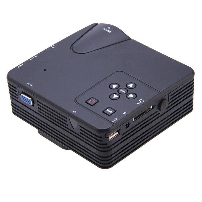LZ-H80 1080P HD 80 LM Portable LED LCD Game Projector with HDMI SD CARD USB VGA Slots 400:1 Contrast Black
