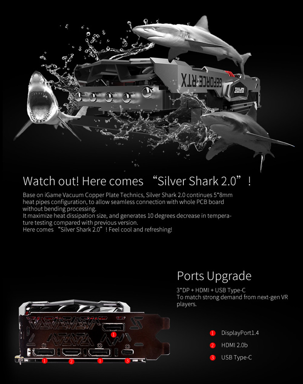 Colorful iGame GeForce RTX 2080 Advanced OC Video Graphics Card GDDR6 8GB 256Bit 1515-1800MHz 3DP+HDMI+USB Type-C - Gray