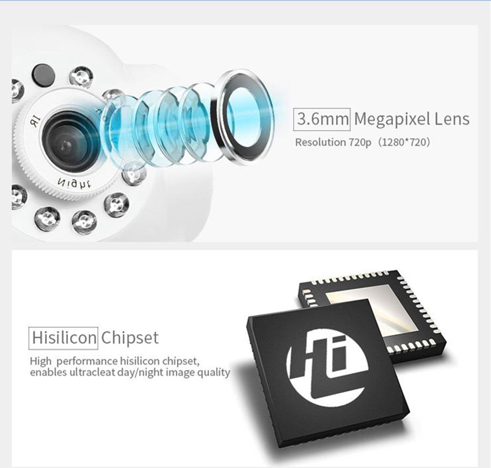 ESCAM QF001 WiFi 720P Smart Wireless Webcam Security Camera - White