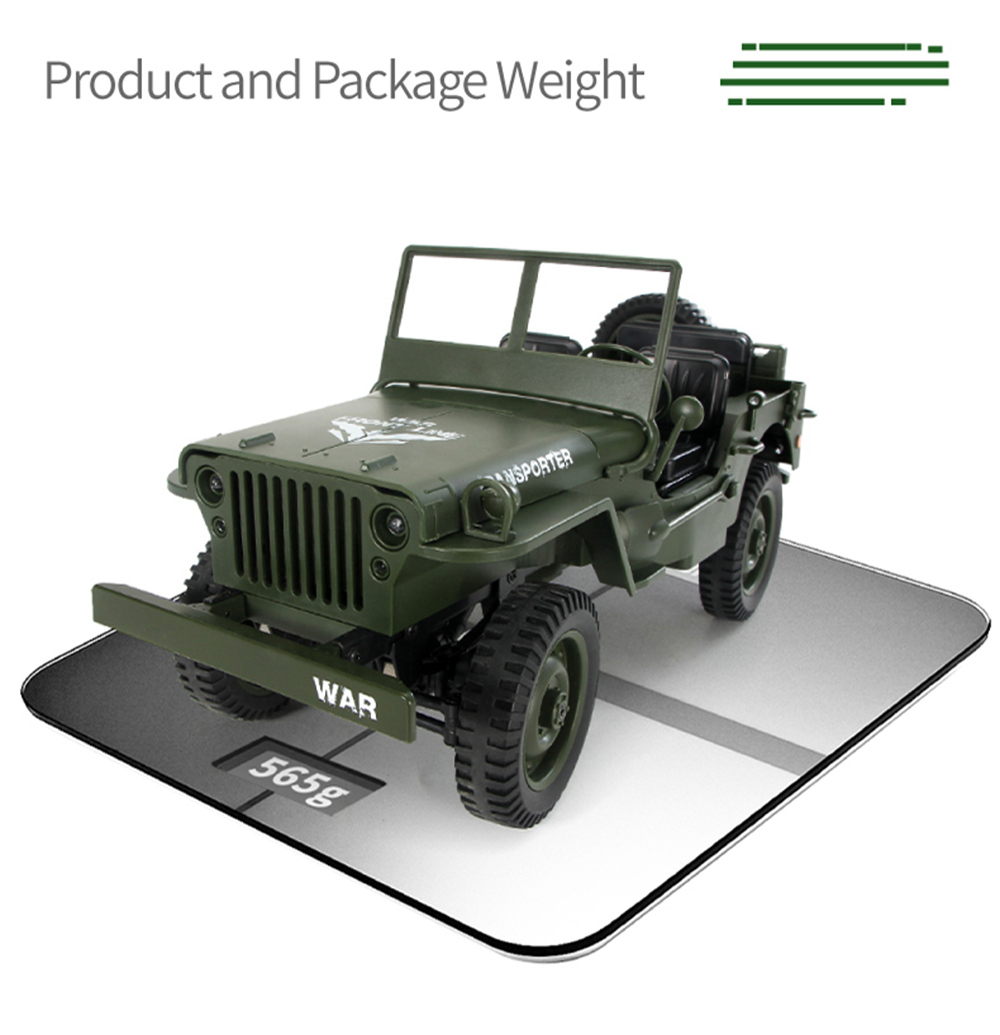 JJRC Q65 Transporter-6 2.4G 1:10 4WD Convertible Jeep Off-road RC Car Military Truck RTR - Army Green