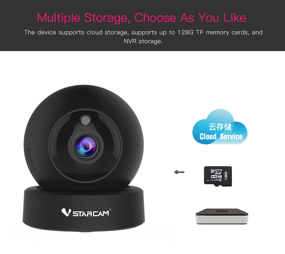 Vstarcam G43S 1080P 2MP Wifi IP Camera Home Security IR-Cut Night Vision Baby Monitor - Black UK Plug