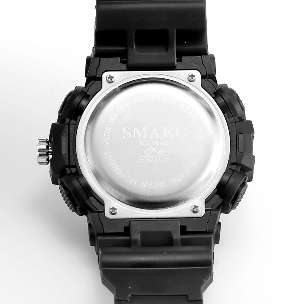 SMAEL 1642 Men Casual Digital Quartz Sports Wrist Watch - Black + Army Green