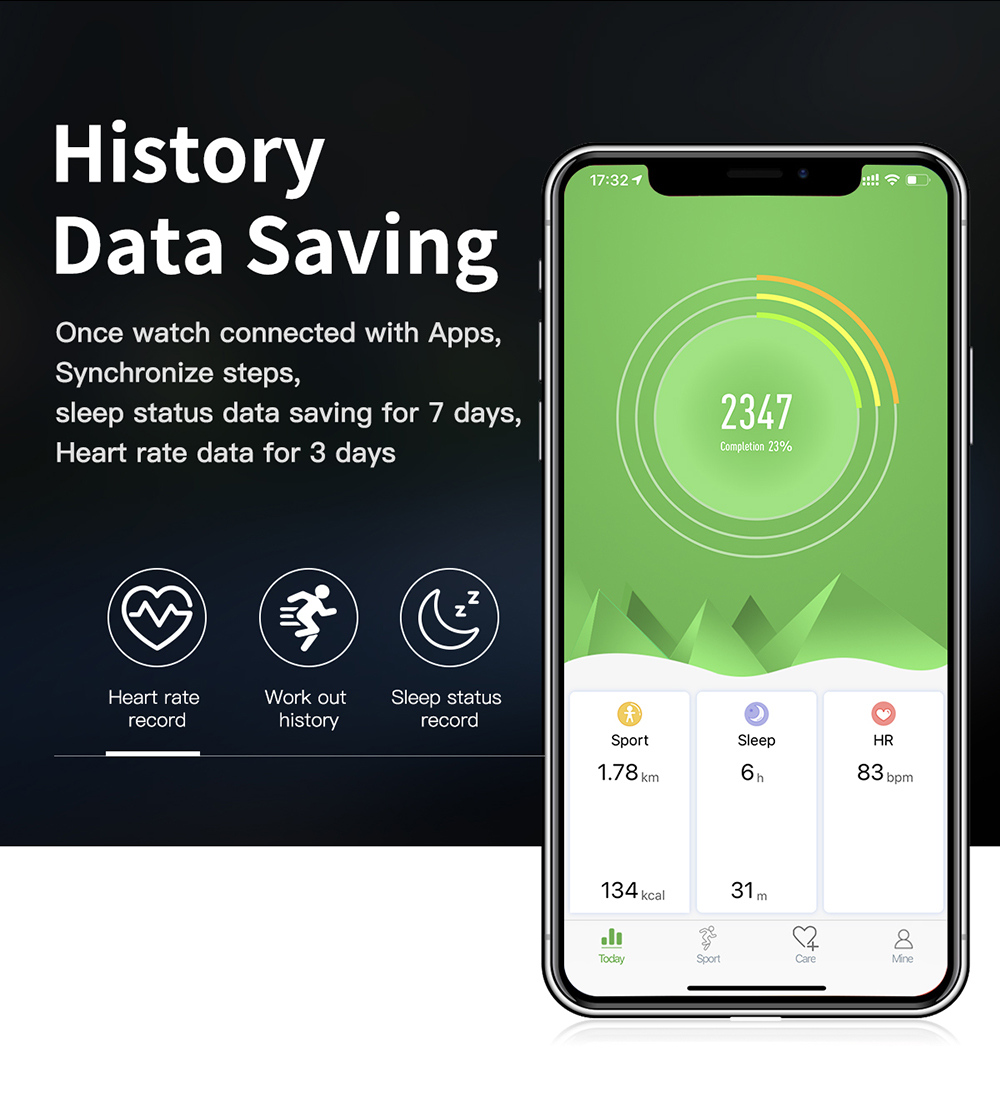 Makibes L6 Smart Watch 1.22 Inch Touch Screen Heart Rate Sleep Monitor IP68 Waterproof Multi-sports Modes Metal Band - Black