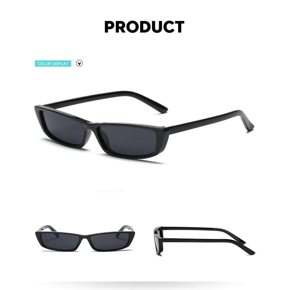 S17072 Women Vintage Sunglasses Owl Rectangle Narrow Small Frame Retro Lens - Black