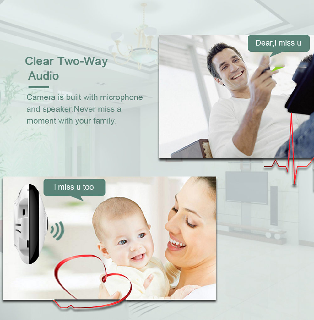 BESDER BES-VR302 1.3MP 960P Home Security Wifi IP Camera 360 Degree Panoramic Surveillance System Camera - White EU Plug