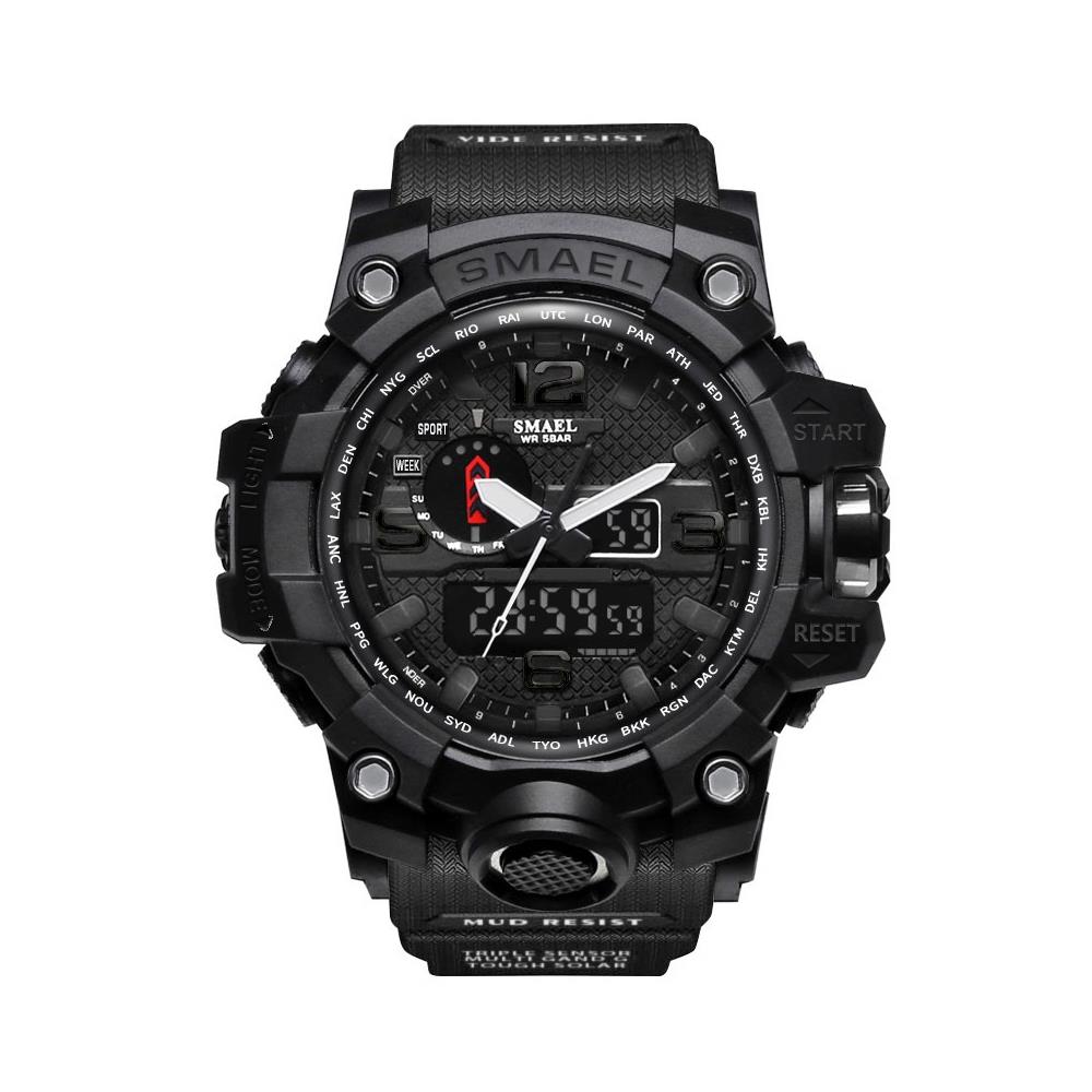 SMAEL SL1545 Men Casual Digital Quartz Sports Wrist Watch - Black