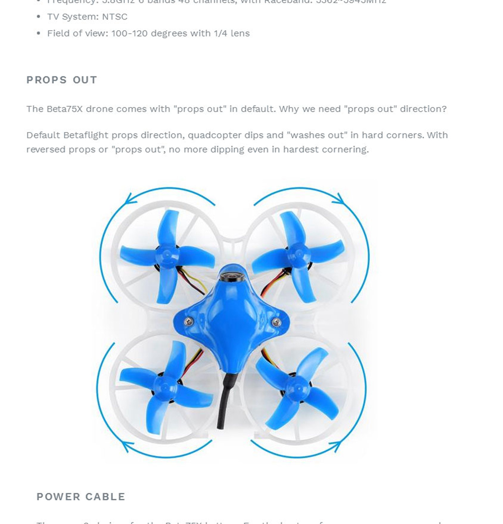 BETAFPV Beta75X 75mm Tiny Whoop 2-3S FPV Racing Drone F4 FC OSD 10A BLHELI_S ESC 5.8G 48CH VTX Frsky FCC Receiver - BNF