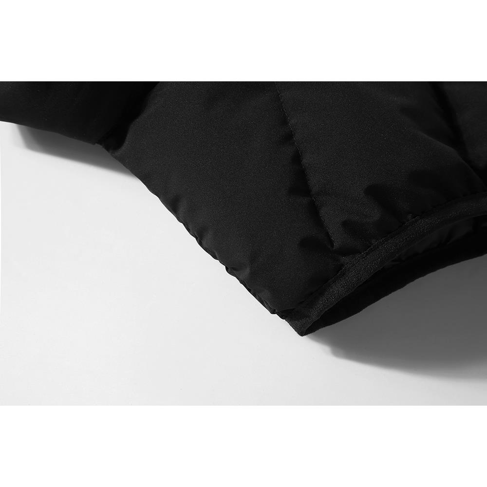 Men Winter Thick Solid Color Cotton Waistcoat Sleeveless Duck Down Jacket Size L - Black