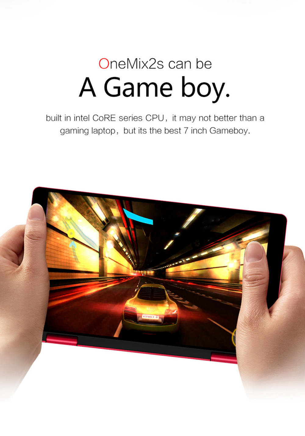 One Netbook One Mix 2S Yoga Pocket Laptop Intel Core M3-8100Y Dual Core Touch ID 7" IPS Screen 1920*1200 Windows 10 8GB DDR3 512GB PCI-E SSD - Red