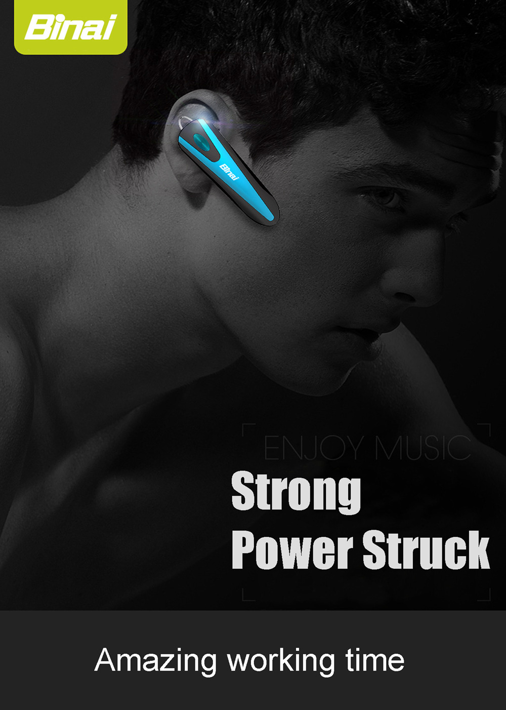 Binai A30 Wireless Bluetooth Earbuds Noise Reduction Support Android IOS - Black