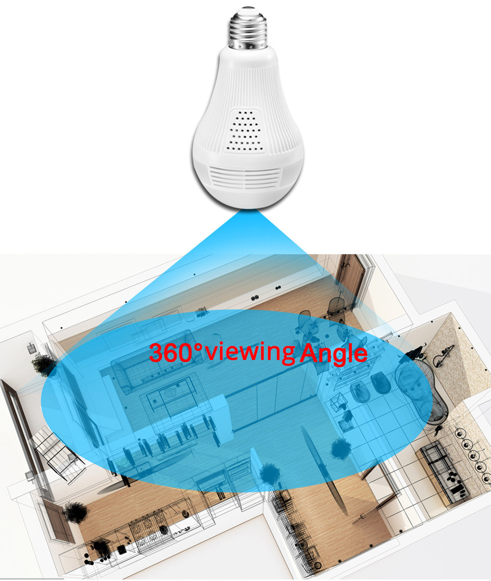 BESDER BES-N703F 1.3MP 960P Wifi Panoramic IP Camera 360 Degree E27 Bulb Light Fisheye Camera - White