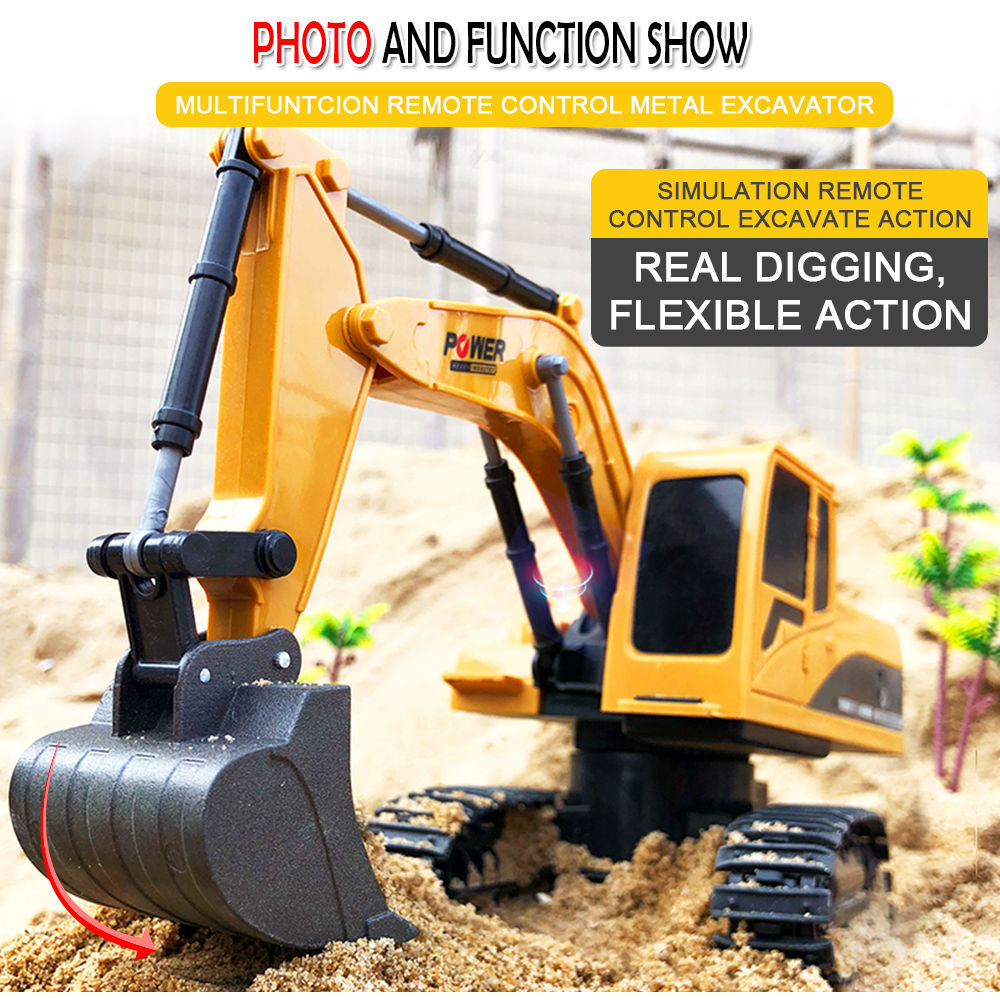 258-1 1:24 6CH Metal Excavator Construction Vehicle RC Car RTR
