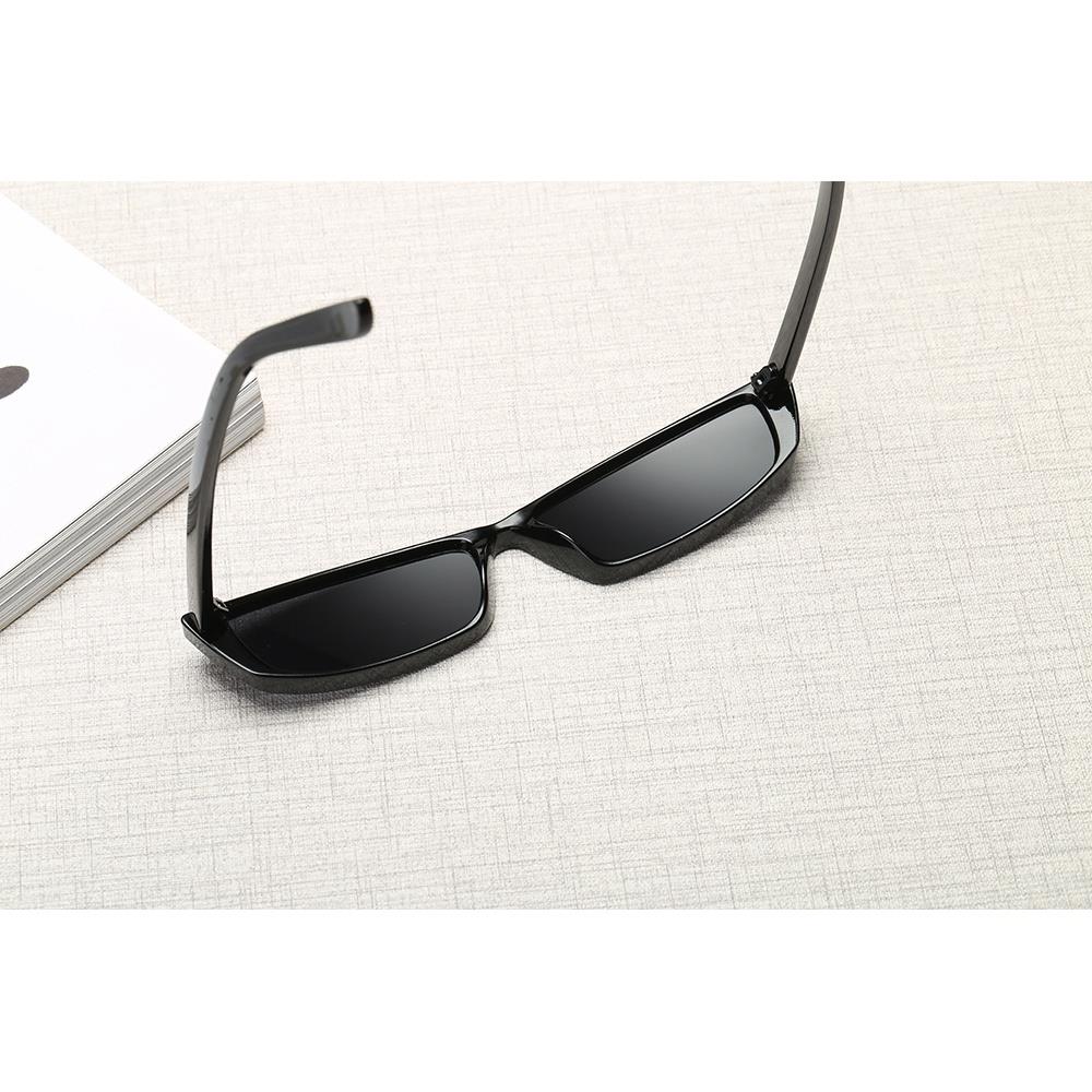S17072 Women Vintage Sunglasses Owl Rectangle Narrow Small Frame Retro Lens - Black