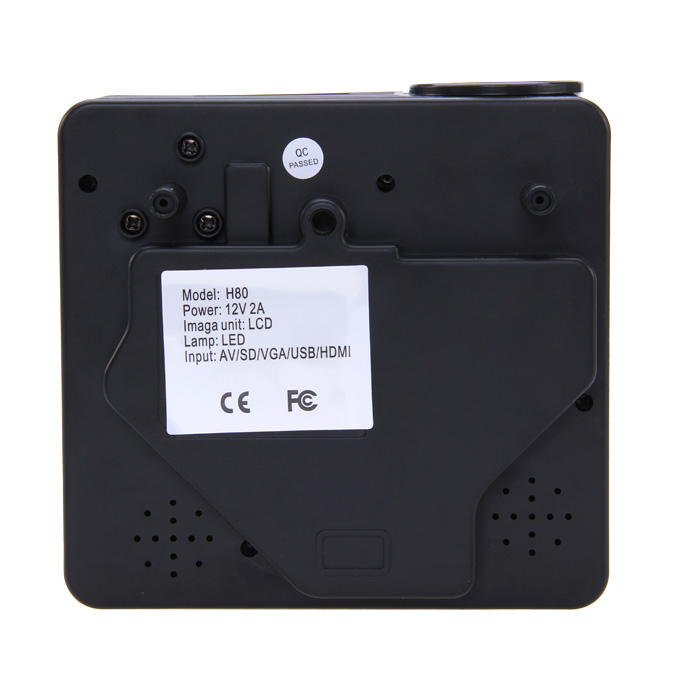 LZ-H80 1080P HD 80 LM Portable LED LCD Game Projector with HDMI SD CARD USB VGA Slots 400:1 Contrast Black