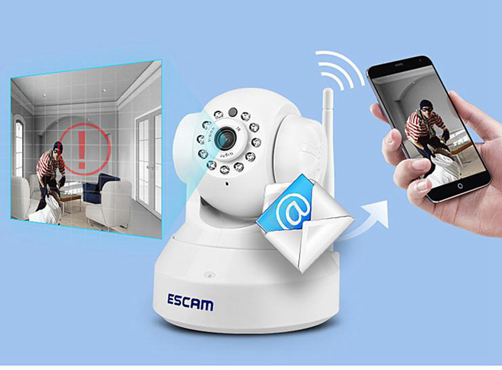 ESCAM QF001 WiFi 720P Smart Wireless Webcam Security Camera - White