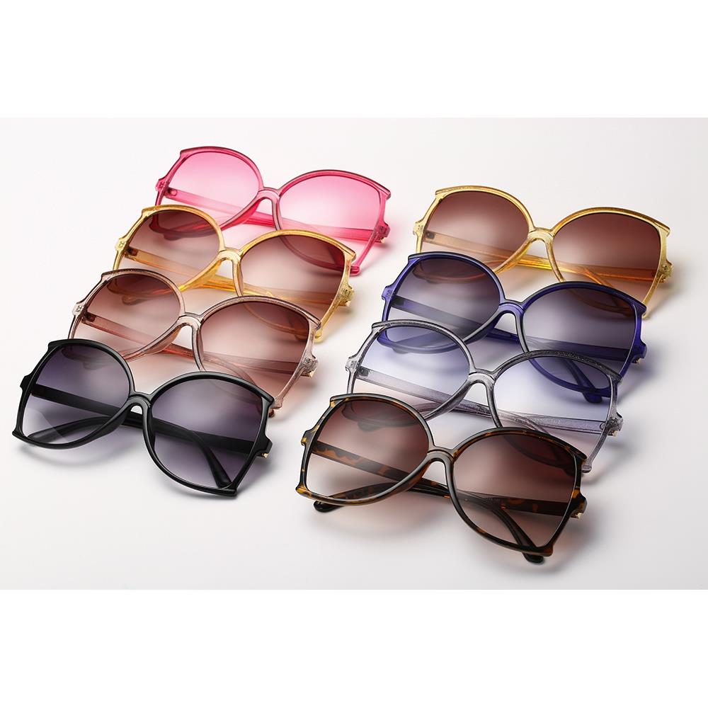 S8030 Women Vintage Fishtail Street Shot Sequin Frame Sunglasses - Brown