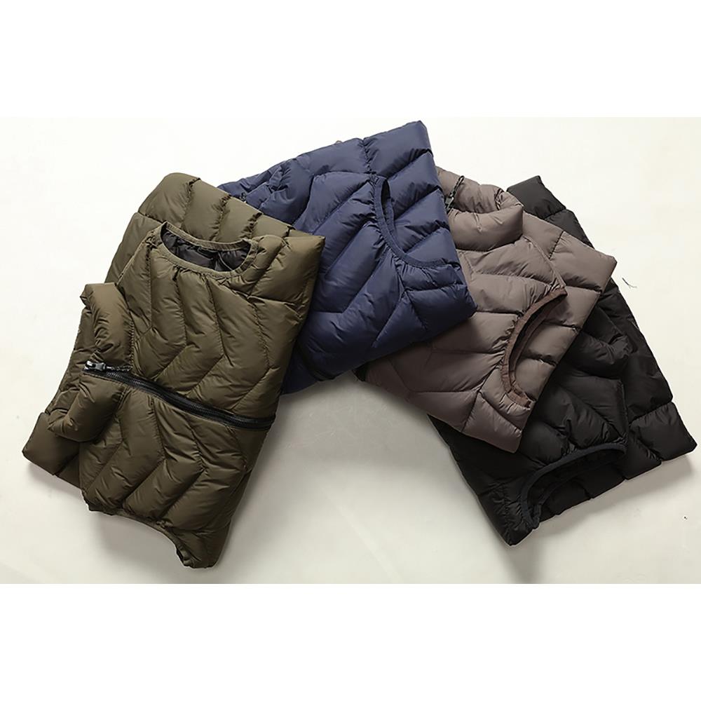 Men Winter Casual Stand Collar Solid Color Cotton Waistcoat Sleeveless Jacket Size L - Blue