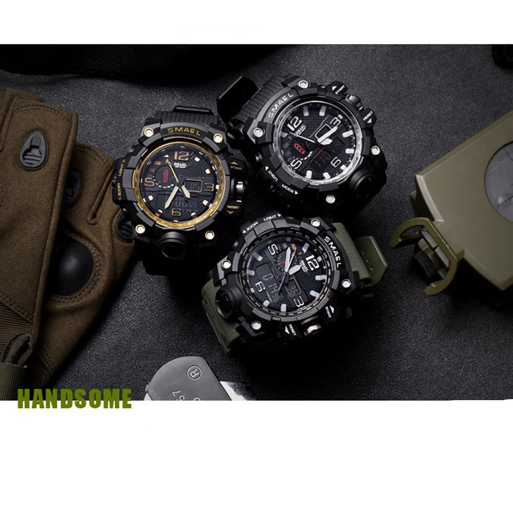 SMAEL SL1545 Men Casual Digital Quartz Sports Wrist Watch - Black + Gray