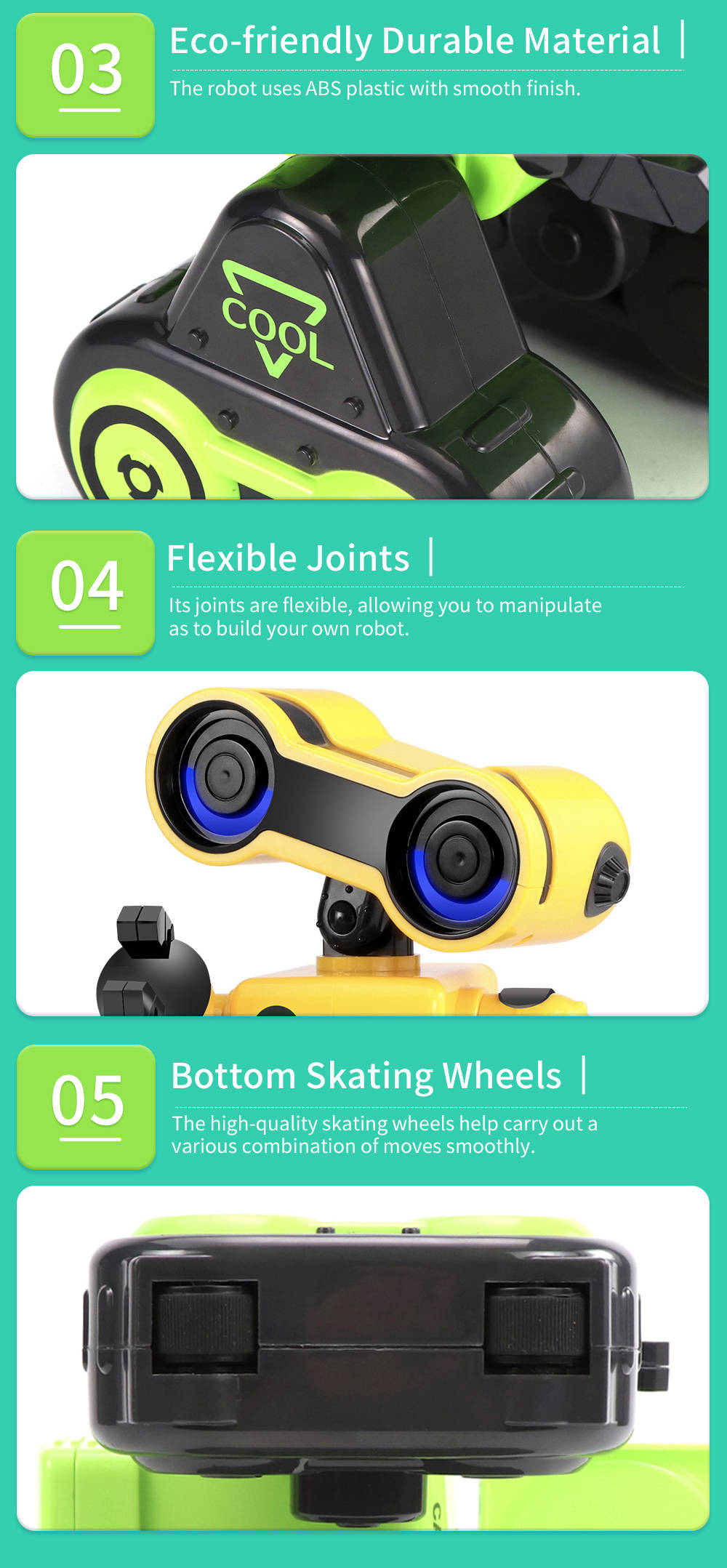 JJRC R13 CADY WIRI Touch Control Programmable Dancing RC Robot Colorful Lights Kids Toys - Yellow