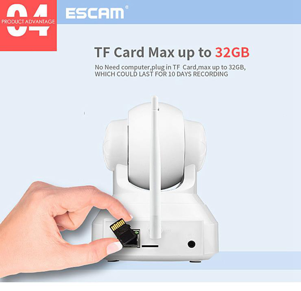 ESCAM QF001 WiFi 720P Smart Wireless Webcam Security Camera - White