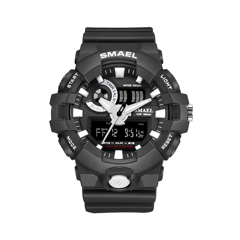SMAEL 1642 Men Casual Digital Quartz Sports Wrist Watch - Black + White